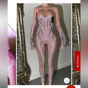 Kassidy Pink Bodysuit Rhinestones Amekana Boutique